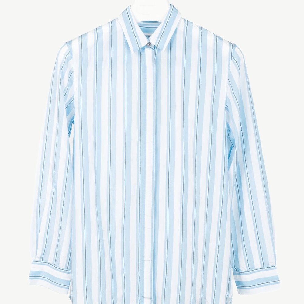PS Paul Smith Blue & White Striped Buttoned-Back Shirt